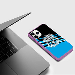 Чехол iPhone 11 Pro матовый Реал Мадрид геометрия, цвет: 3D-фиолетовый — фото 2