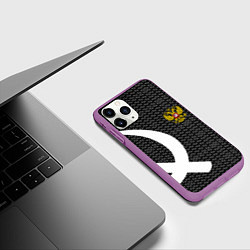 Чехол iPhone 11 Pro матовый Россия паттерн ссср, цвет: 3D-фиолетовый — фото 2