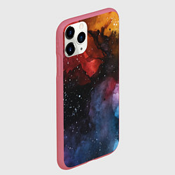 Чехол iPhone 11 Pro матовый Акварельная цветная абстракция, цвет: 3D-малиновый — фото 2