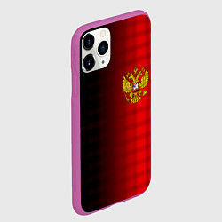 Чехол iPhone 11 Pro матовый Герб РФ текстура красный, цвет: 3D-фиолетовый — фото 2