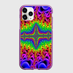 Чехол iPhone 11 Pro матовый Фрактальный узор психоделика, цвет: 3D-фиолетовый