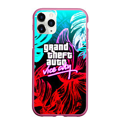 Чехол iPhone 11 Pro матовый GTA vice city tropic, цвет: 3D-малиновый