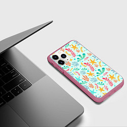 Чехол iPhone 11 Pro матовый Абстракция коралловый фон, цвет: 3D-малиновый — фото 2