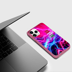 Чехол iPhone 11 Pro матовый Milano - neon abstraction, цвет: 3D-малиновый — фото 2
