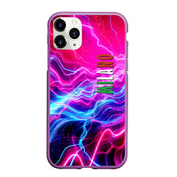 Чехол iPhone 11 Pro матовый Milano - neon abstraction, цвет: 3D-фиолетовый