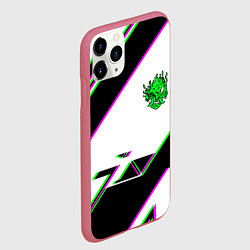 Чехол iPhone 11 Pro матовый Cyberpunk logo geometry, цвет: 3D-малиновый — фото 2