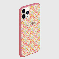 Чехол iPhone 11 Pro матовый Go green эко паттерн с цветами и радугами, цвет: 3D-малиновый — фото 2