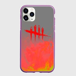Чехол iPhone 11 Pro матовый Dead by Daylight logo fire, цвет: 3D-фиолетовый