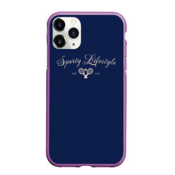 Чехол iPhone 11 Pro матовый Sporty lifestyle синий фон для тенниса
