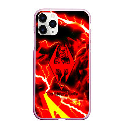 Чехол iPhone 11 Pro матовый Skyrim red storm logo, цвет: 3D-розовый