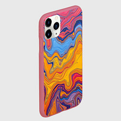 Чехол iPhone 11 Pro матовый Поток разноцветной краски, цвет: 3D-малиновый — фото 2