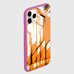 Чехол iPhone 11 Pro матовый Оранжевые полосы на белом фоне, цвет: 3D-фиолетовый — фото 2