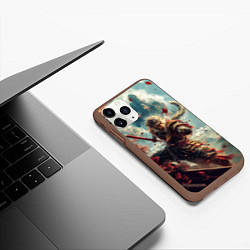 Чехол iPhone 11 Pro матовый Wukong с посохом, цвет: 3D-коричневый — фото 2