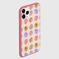 Чехол iPhone 11 Pro матовый Паттерн с цветами на кругах, цвет: 3D-малиновый — фото 2