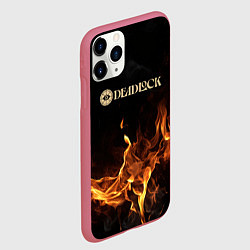 Чехол iPhone 11 Pro матовый Deadlock logo на фоне огня, цвет: 3D-малиновый — фото 2