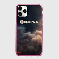 Чехол iPhone 11 Pro матовый Deadlock лого и туман, цвет: 3D-малиновый