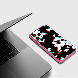 Чехол iPhone 11 Pro матовый Камуфляж глитч, цвет: 3D-малиновый — фото 2