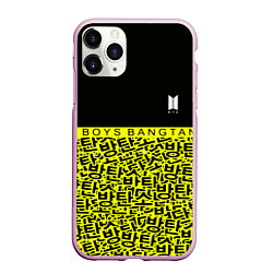 Чехол iPhone 11 Pro матовый BTS pattern kpop, цвет: 3D-розовый