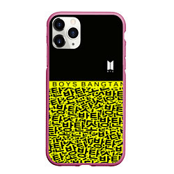 Чехол iPhone 11 Pro матовый BTS pattern kpop, цвет: 3D-малиновый