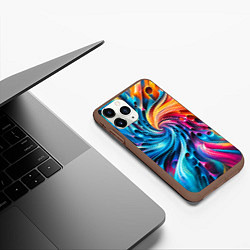 Чехол iPhone 11 Pro матовый Неоновая абстрактная спираль - нейроарт, цвет: 3D-коричневый — фото 2