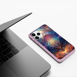 Чехол iPhone 11 Pro матовый Космическая геометрическая абстракция, цвет: 3D-розовый — фото 2