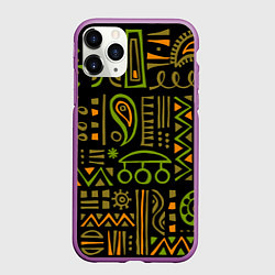 Чехол iPhone 11 Pro матовый Абстрактный этнический орнамент, цвет: 3D-фиолетовый