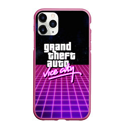 Чехол iPhone 11 Pro матовый GTA retro wave, цвет: 3D-малиновый