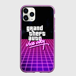 Чехол iPhone 11 Pro матовый GTA retro wave, цвет: 3D-фиолетовый
