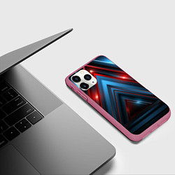 Чехол iPhone 11 Pro матовый Геометрический тоннель из треугольников, цвет: 3D-малиновый — фото 2