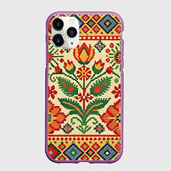 Чехол iPhone 11 Pro матовый Славянский узор и орнамент, цвет: 3D-фиолетовый
