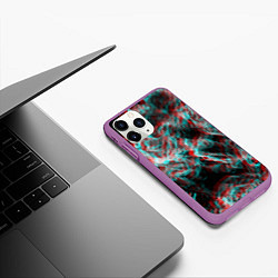 Чехол iPhone 11 Pro матовый Дым из вейпа глитч, цвет: 3D-фиолетовый — фото 2