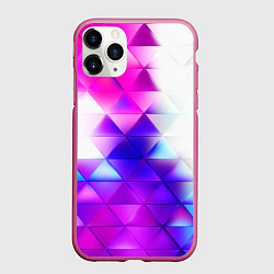 Чехол iPhone 11 Pro матовый Неоновые треугольники абстракция, цвет: 3D-малиновый