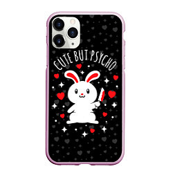 Чехол iPhone 11 Pro матовый Cute but psycho bunny, цвет: 3D-розовый