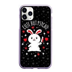 Чехол iPhone 11 Pro матовый Cute but psycho bunny, цвет: 3D-светло-сиреневый