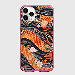 Чехол iPhone 11 Pro матовый Dragon wild, цвет: 3D-малиновый