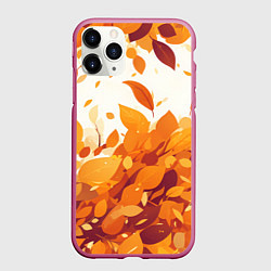 Чехол iPhone 11 Pro матовый Осенние опавшие листья, цвет: 3D-малиновый