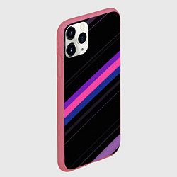 Чехол iPhone 11 Pro матовый Неоновые полосы, цвет: 3D-малиновый — фото 2