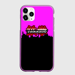 Чехол iPhone 11 Pro матовый Tekken розовая геометрия, цвет: 3D-фиолетовый