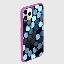 Чехол iPhone 11 Pro матовый Голубые соты с бликом, цвет: 3D-фиолетовый — фото 2
