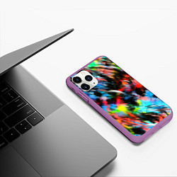 Чехол iPhone 11 Pro матовый Цветные краски абстракция, цвет: 3D-фиолетовый — фото 2