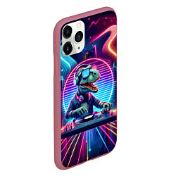 Чехол iPhone 11 Pro матовый Dino DJ - neon glow, цвет: 3D-малиновый — фото 2