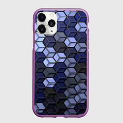 Чехол iPhone 11 Pro матовый Серо синие соты, цвет: 3D-фиолетовый