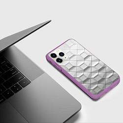 Чехол iPhone 11 Pro матовый Бело серая геометрия, цвет: 3D-фиолетовый — фото 2
