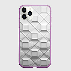 Чехол iPhone 11 Pro матовый Бело серая геометрия, цвет: 3D-фиолетовый