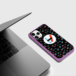 Чехол iPhone 11 Pro матовый Twenty one pilots glitch, цвет: 3D-фиолетовый — фото 2