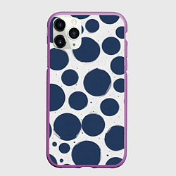 Чехол iPhone 11 Pro матовый Синие кружочки, цвет: 3D-фиолетовый