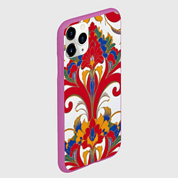 Чехол iPhone 11 Pro матовый Яркий алый узор, цвет: 3D-фиолетовый — фото 2