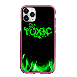 Чехол iPhone 11 Pro матовый Toxic text, цвет: 3D-малиновый