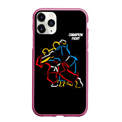 Чехол iPhone 11 Pro матовый Champion fight, цвет: 3D-малиновый