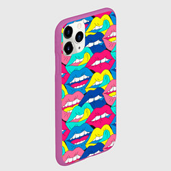 Чехол iPhone 11 Pro матовый Разноцветные губы, цвет: 3D-фиолетовый — фото 2